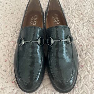 Franco Sarto Glossy Black Slip-On Loafers